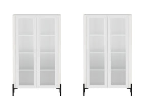 Abbey Décor Glass Cabinet in White (set of 2) by Manhattan Comfort at Eve Furniture