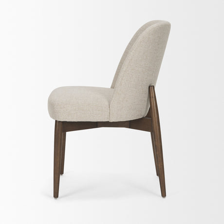 Abbie Curved Back Oatmeal Fabric Armless Dining Chair, Set of 2 by Mercana at Eve Furniture