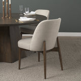Abbie Curved Back Oatmeal Fabric Armless Dining Chair, Set of 2 by Mercana at Eve Furniture