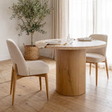 Abbie Curved Back Oatmeal Fabric Dining Side Chair, Set of 2 by Mercana at Eve Furniture