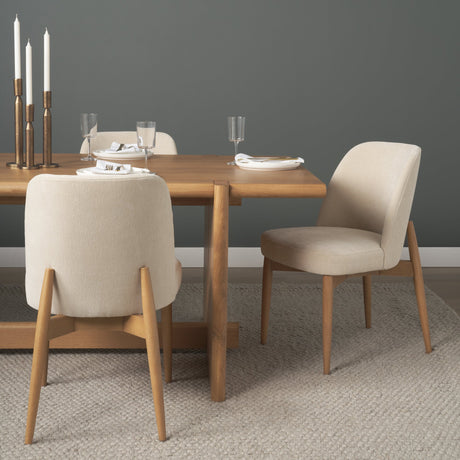 Abbie Curved Back Oatmeal Fabric Dining Side Chair, Set of 2 by Mercana at Eve Furniture