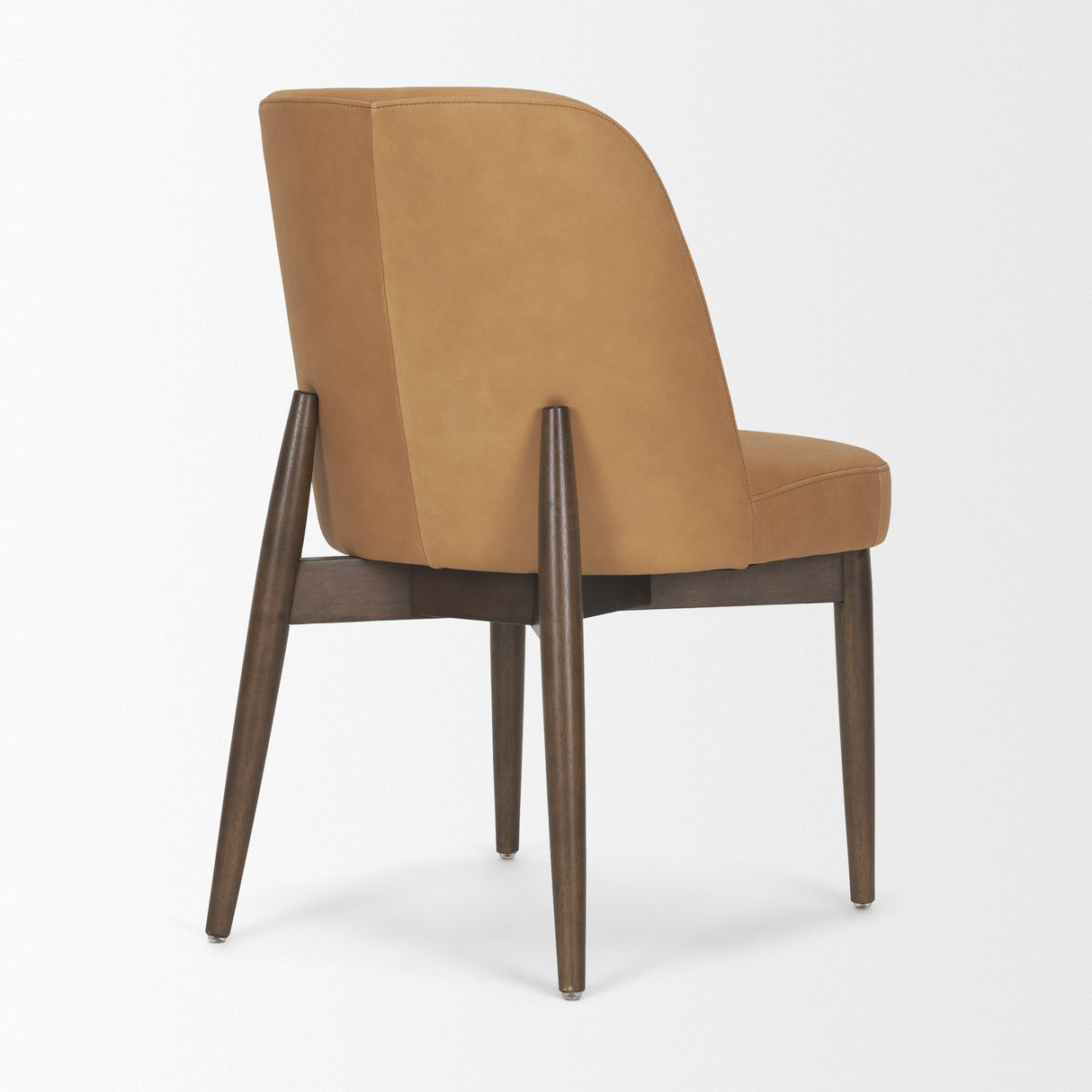 Abbie Slope Curved Back Tan Leather Dining Side Chair, Set of 2 by Mercana at Eve Furniture