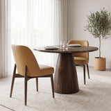 Abbie Slope Curved Back Tan Leather Dining Side Chair, Set of 2 by Mercana at Eve Furniture