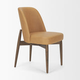 Abbie Slope Curved Back Tan Leather Dining Side Chair, Set of 2 by Mercana at Eve Furniture