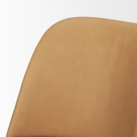 Abbie Slope Curved Back Tan Leather Dining Side Chair, Set of 2 by Mercana at Eve Furniture