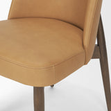 Abbie Slope Curved Back Tan Leather Dining Side Chair, Set of 2 by Mercana at Eve Furniture