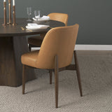 Abbie Slope Curved Back Tan Leather Dining Side Chair, Set of 2 by Mercana at Eve Furniture