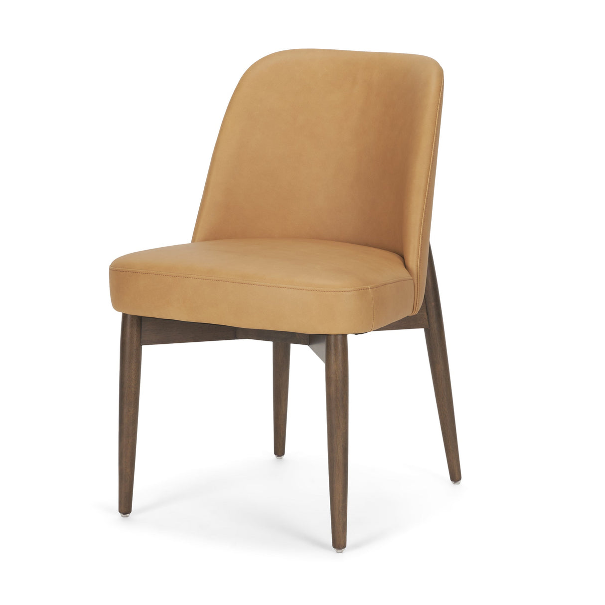 Abbie Slope Curved Back Tan Leather Dining Side Chair, Set of 2 by Mercana at Eve Furniture