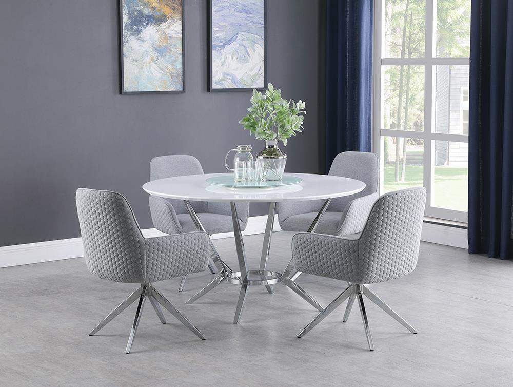 Abby White/Light Gray 5-Piece Dining Set