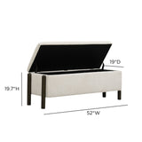 Abby 52" Nubby Fabric Storage Bench by TOV Furniture at Eve Furniture