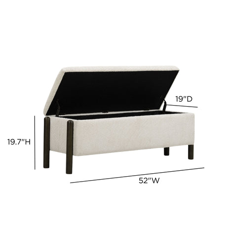 Abby 52" Nubby Fabric Storage Bench by TOV Furniture at Eve Furniture
