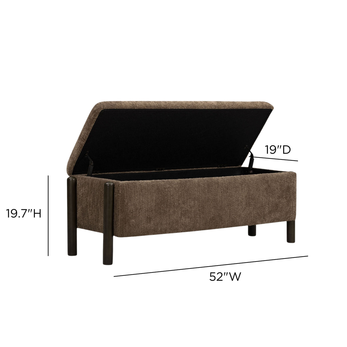 Abby 52" Nubby Fabric Storage Bench by TOV Furniture at Eve Furniture