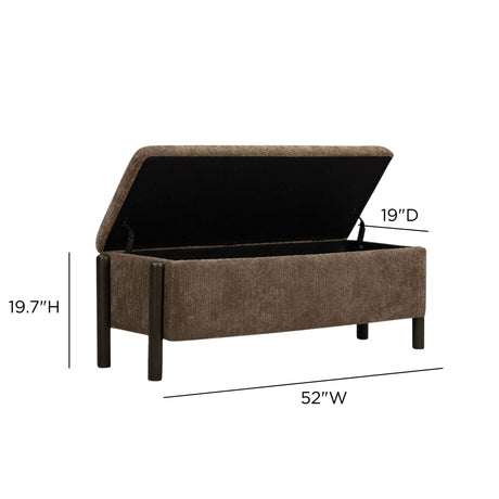Abby 52" Nubby Fabric Storage Bench by TOV Furniture at Eve Furniture