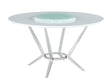 Abby White/Chrome Round Dining Table with Lazy Susan by Coaster at Eve Furniture