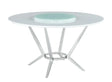 Abby White/Chrome Round Dining Table with Lazy Susan by Coaster at Eve Furniture