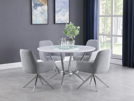 Abby White/Light Gray 5-Piece Dining Set by Coaster at Eve Furniture