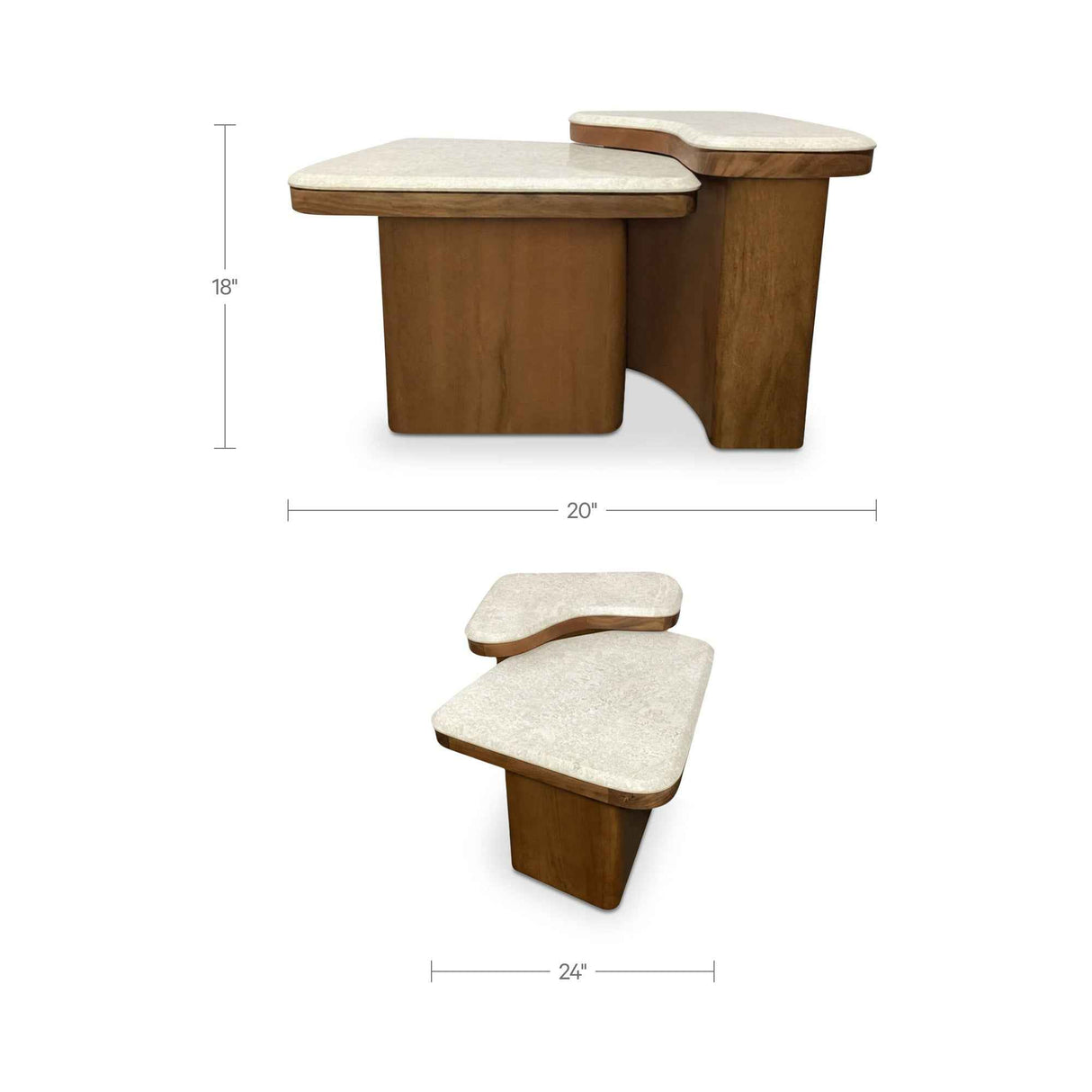 Abi Beige/Walnut Cosmos Marble Nesting Coffee Table by Moe's Home at Eve Furniture