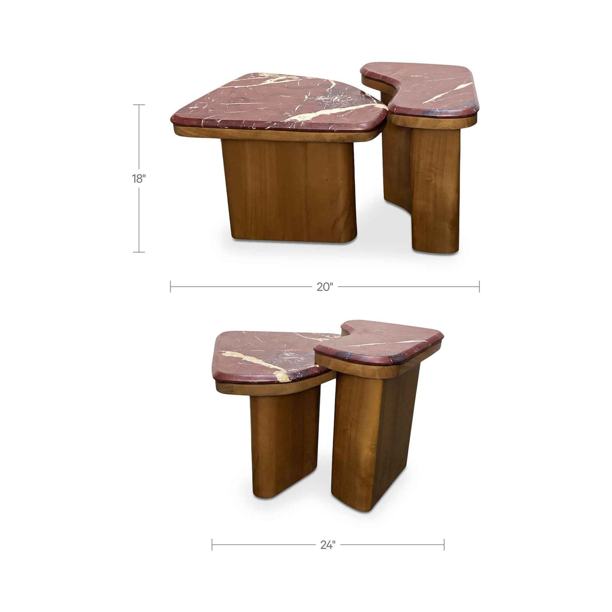 Abi Levante Marble/Walnut Nesting Coffee Table