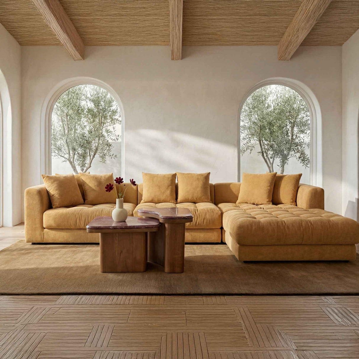 Abi Levante Marble/Walnut Nesting Coffee Table