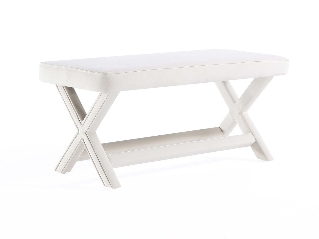 Abigail Double Ottoman Bench in Cream by Manhattan Comfort at Eve Furniture