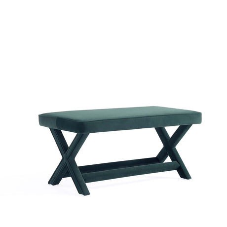Abigail Double Ottoman Bench in Green by Manhattan Comfort at Eve Furniture