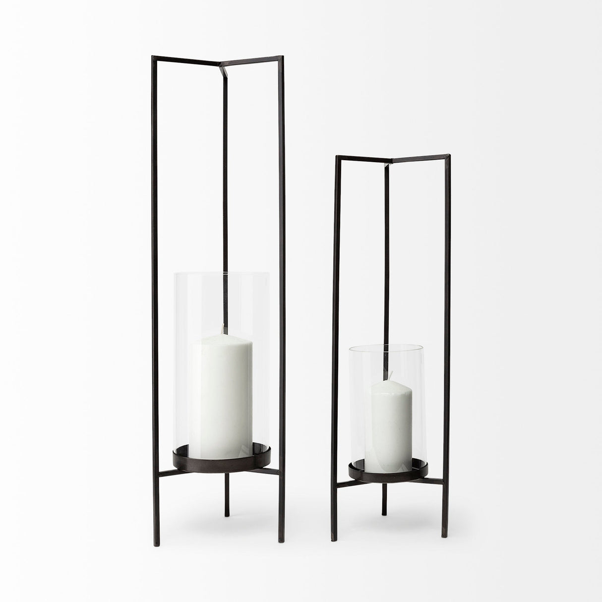Abigail I Large Gunmetal Gray Metal Table Candle Holder by Mercana at Eve Furniture