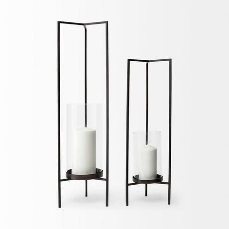 Abigail I Large Gunmetal Gray Metal Table Candle Holder by Mercana at Eve Furniture