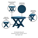 Abigail Single Ottoman Bench in Blue by Manhattan Comfort at Eve Furniture