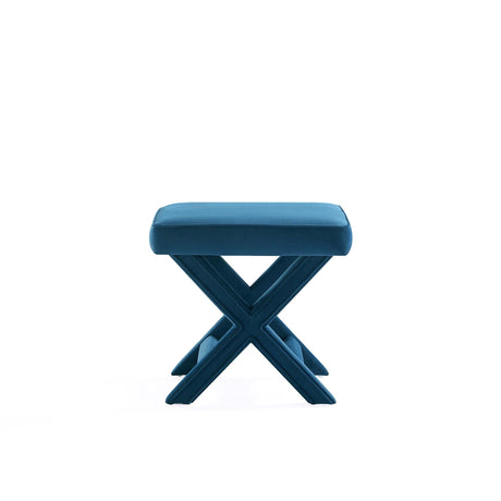 Abigail Single Ottoman Bench in Blue by Manhattan Comfort at Eve Furniture
