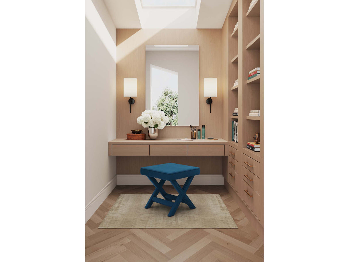 Abigail Single Ottoman Bench in Blue by Manhattan Comfort at Eve Furniture