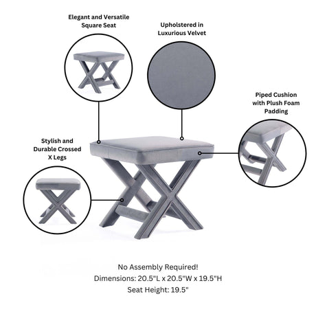 Abigail Single Ottoman Bench in Grey by Manhattan Comfort at Eve Furniture