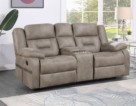 Abilene Manual Reclining Console Loveseat, Tan