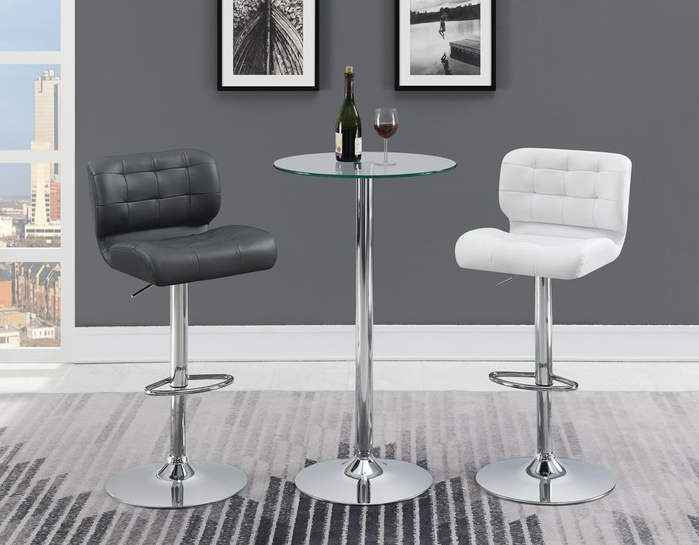 Abiline Chrome Glass Top Round Bar Table