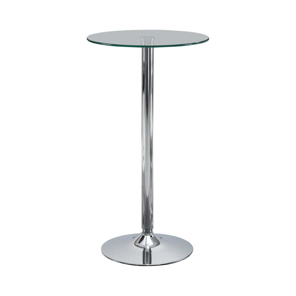 Abiline Chrome Glass Top Round Bar Table