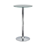 Abiline Chrome Glass Top Round Bar Table