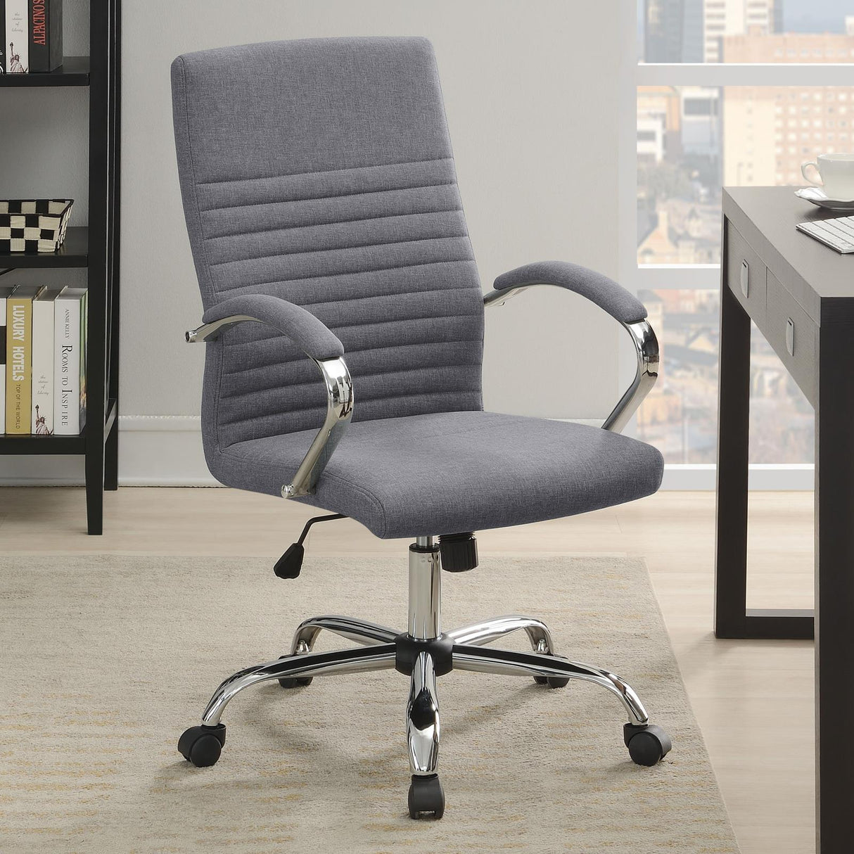 Abisko Gray/Chrome Upholstered Office Chair with Casters