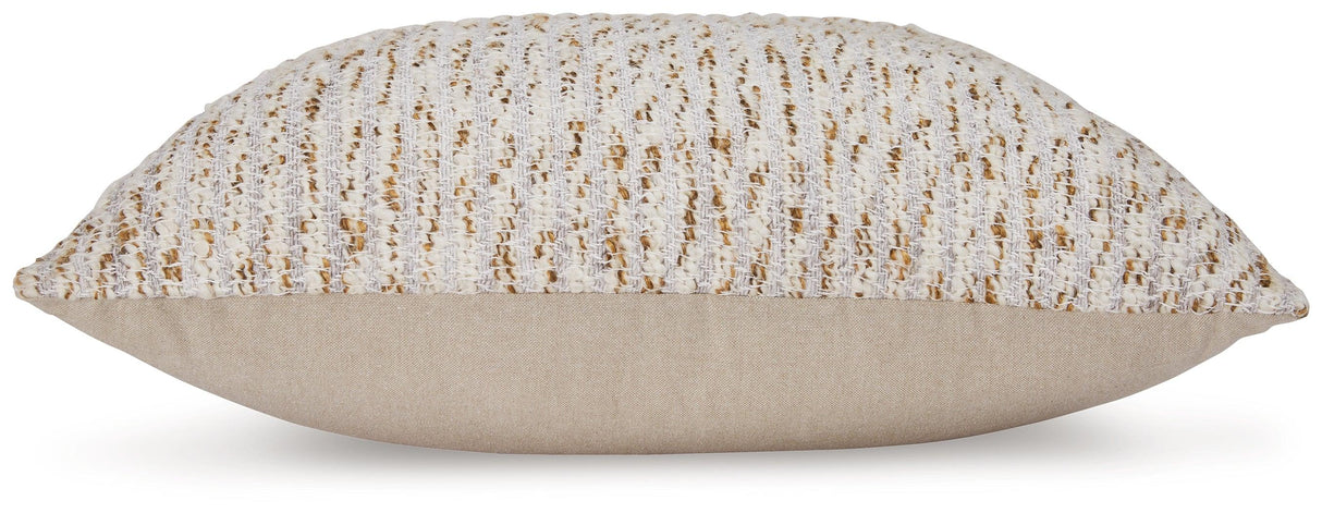 Abler Ivory/Gray/Gold Pillow (Set of 4) by Ashley at Eve Furniture