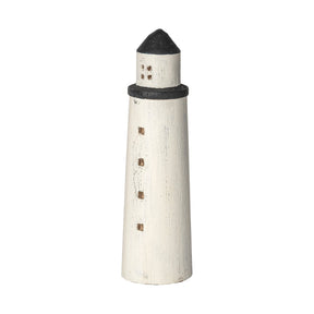 Abner (Large) 4L x 4W White Wooden Coastal Lighthouse by Mercana at Eve Furniture