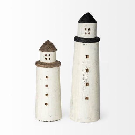 Abner (Large) White Wooden Coastal Lighthouse by Mercana at Eve Furniture