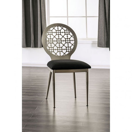 Abner Silver/Black Side Chair Set of 2 by Furniture of America at Eve Furniture