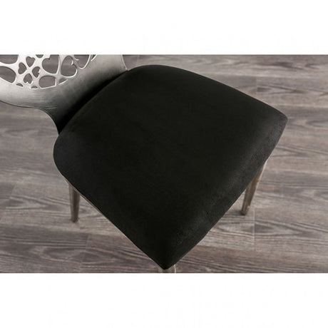 Abner Silver/Black Side Chair Set of 2 by Furniture of America at Eve Furniture