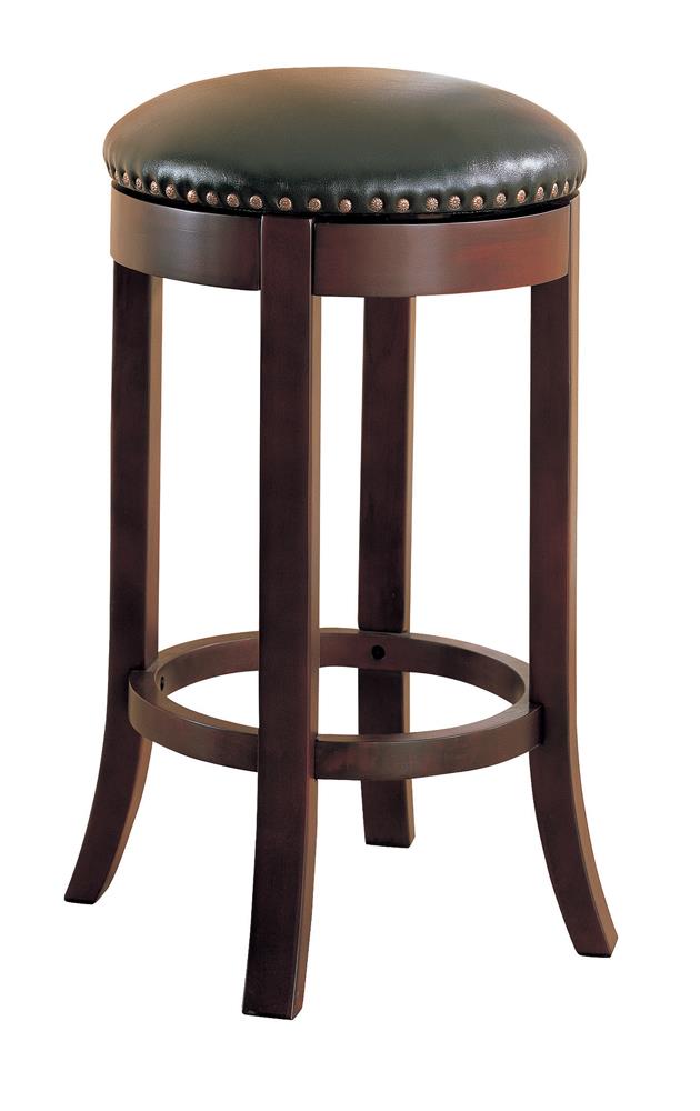 Aboushi Brown Swivel Bar Stools with Upholstered Seat, Set of 2