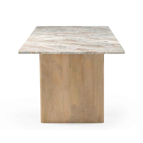 Abra 76" Dining Table in Toronto Marble Top and Light Mango Base by Home Trends & Design at Eve Furniture