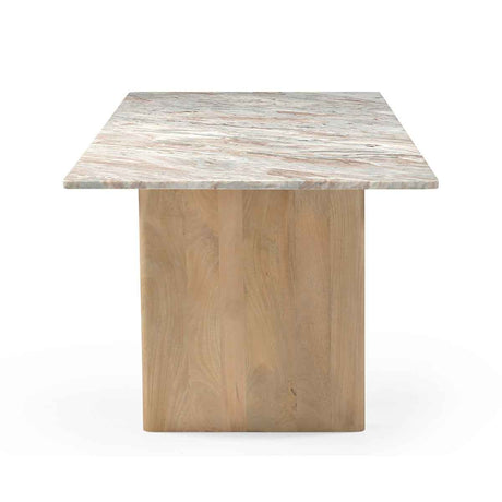 Abra 76" Dining Table in Toronto Marble Top and Light Mango Base by Home Trends & Design at Eve Furniture