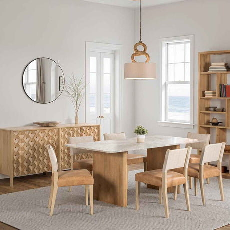 Abra 76" Dining Table in Toronto Marble Top and Light Mango Base by Home Trends & Design at Eve Furniture