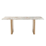 Abra 76" Dining Table in Toronto Marble Top and Light Mango Base by Home Trends & Design at Eve Furniture