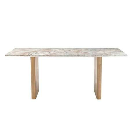 Abra 76" Dining Table in Toronto Marble Top and Light Mango Base by Home Trends & Design at Eve Furniture