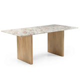Abra 76" Dining Table in Toronto Marble Top and Light Mango Base by Home Trends & Design at Eve Furniture