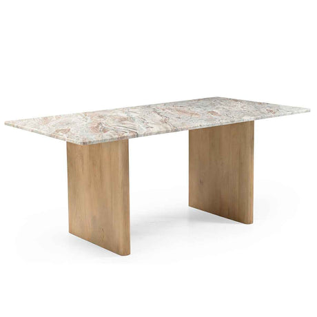 Abra 76" Dining Table in Toronto Marble Top and Light Mango Base by Home Trends & Design at Eve Furniture