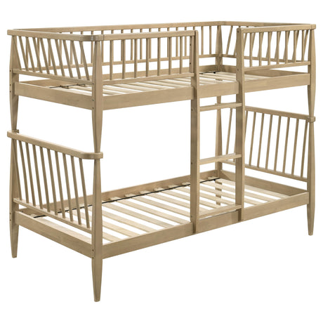 Abram Almond Windsor Twin Over Twin Wood Bunk Bed with Ladder by Coaster at Eve Furniture